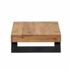 Made in Meubles Table basse carrée en bois d'acacia et métal Cassius