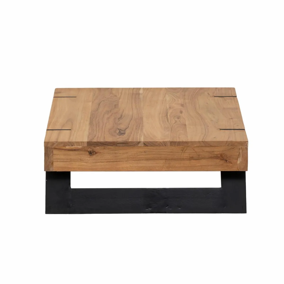 Made in Meubles Table basse carrée en bois d'acacia et métal Cassius