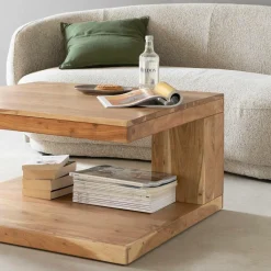 Made in Meubles Table basse carrée en bois d'acacia Caël