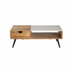 Made in Meubles Table basse en bois d'acacia et marbre Frida