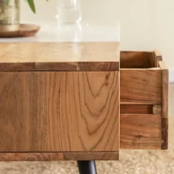 Made in Meubles Table basse en bois d'acacia et marbre Frida