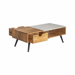 Made in Meubles Table basse en bois d'acacia et marbre Frida