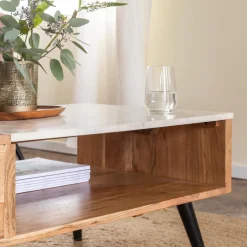 Made in Meubles Table basse en bois d'acacia et marbre Frida