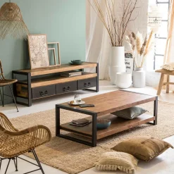 Made in Meubles Table basse en bois d'acacia 120 cm Havana