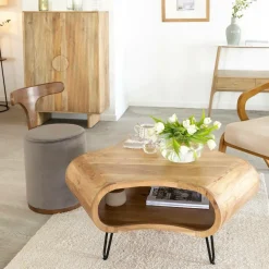 Made in Meubles Table basse en bois d'acacia et métal Ian