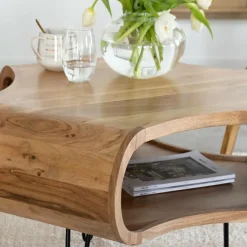 Made in Meubles Table basse en bois d'acacia et métal Ian