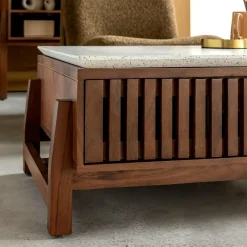 Made in Meubles Table basse en bois d'acacia et terrazzo Kaelis