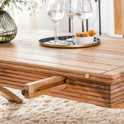 Made in Meubles Table basse en bois de manguier à allonges Luce