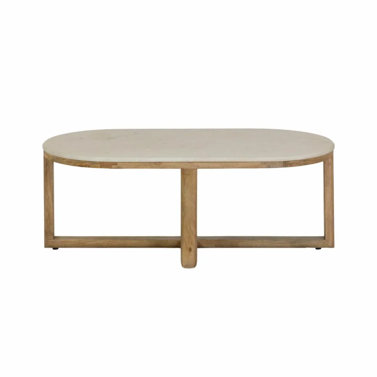 Made in Meubles Table basse en bois de manguier et marbre Moana