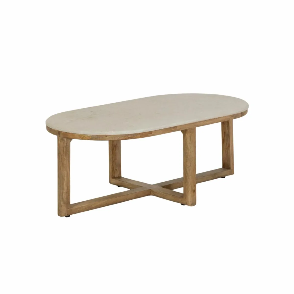 Made in Meubles Table basse en bois de manguier et marbre Moana