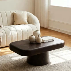 Made in Meubles Table basse en bois de manguier foncé Liriel