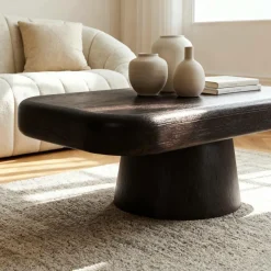 Made in Meubles Table basse en bois de manguier foncé Liriel