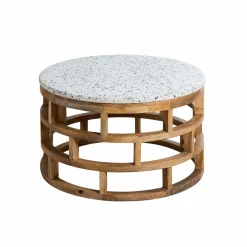 Made in Meubles Table basse en bois de manguier et terrazzo Ambrine