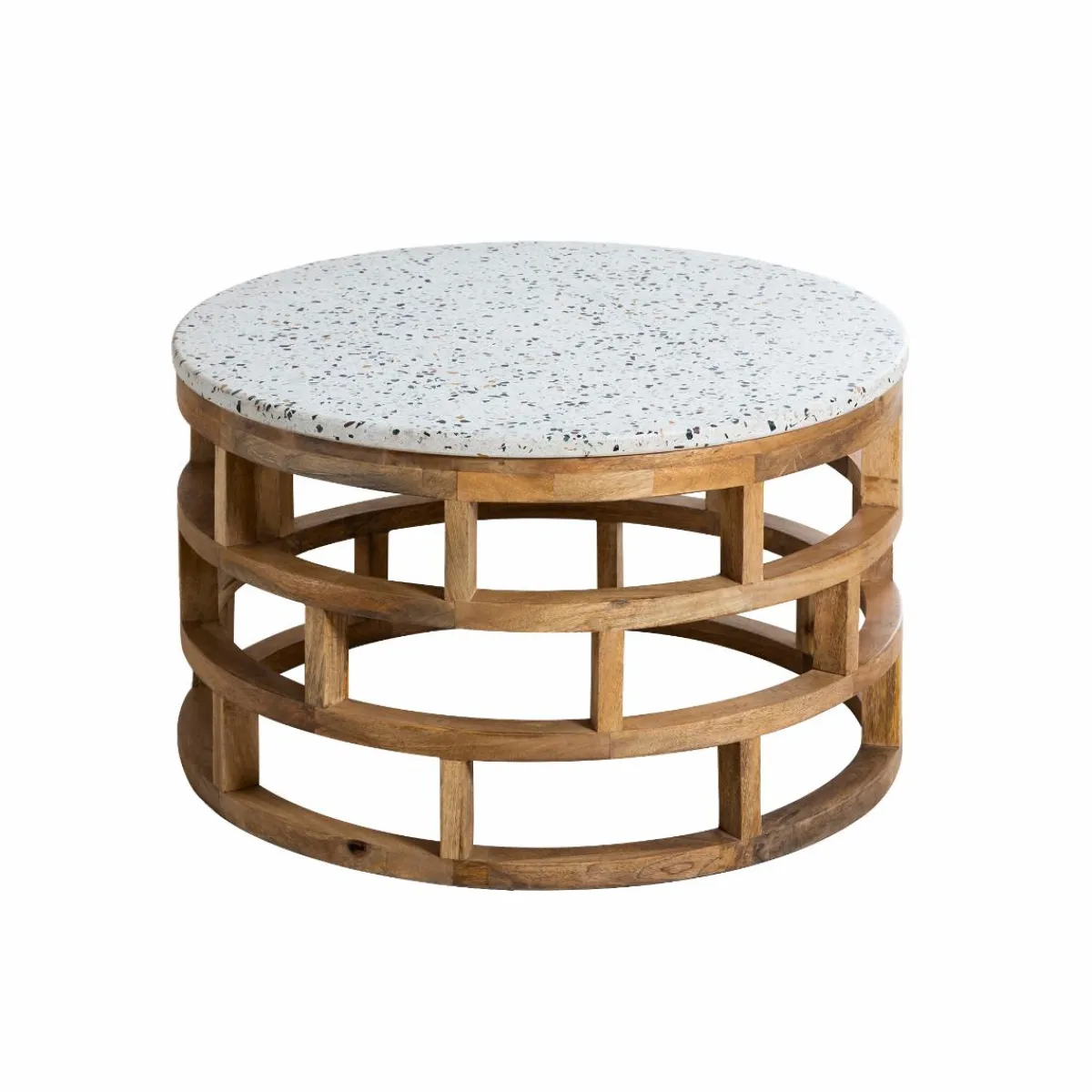 Made in Meubles Table basse en bois de manguier et terrazzo Ambrine
