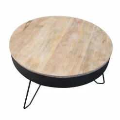 Made in Meubles Table basse en bois de manguier et métal Locker