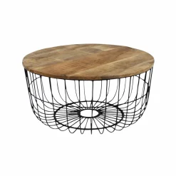 Made in Meubles Table basse en bois de manguier et métal Ella