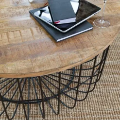 Made in Meubles Table basse en bois de manguier et métal Ella
