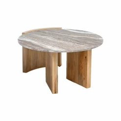 Made in Meubles Table basse en bois de manguier et marbre Isabella