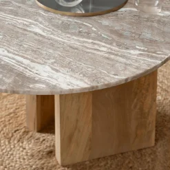 Made in Meubles Table basse en bois de manguier et marbre Isabella