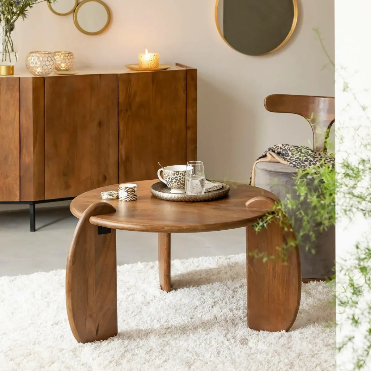 Made in Meubles Table basse en bois de manguier Azure