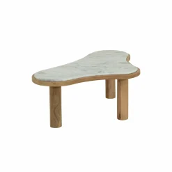 Made in Meubles Table basse en bois de manguier et marbre Adler