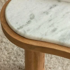 Made in Meubles Table basse en bois de manguier et marbre Adler