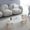 Made in Meubles Table basse en bois de manguier et marbre Moana