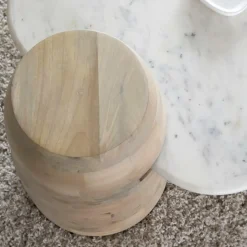 Made in Meubles Table basse en bois de manguier et marbre Moana