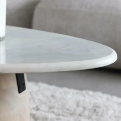 Made in Meubles Table basse en bois de manguier et marbre Moana