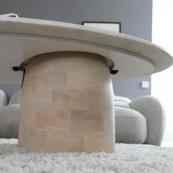 Made in Meubles Table basse en bois de manguier et marbre Moana