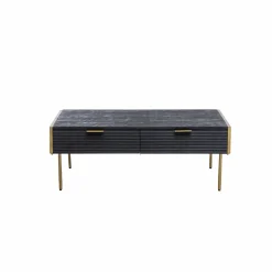 Made in Meubles Table basse en bois de manguier et métal doré Ange