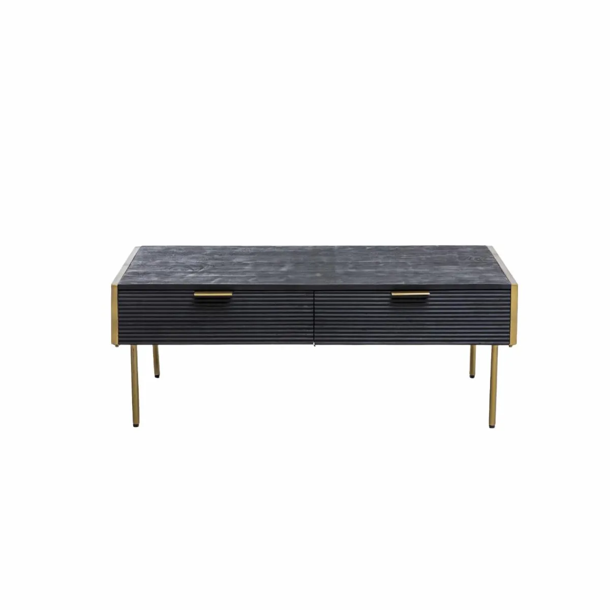 Made in Meubles Table basse en bois de manguier et métal doré Ange