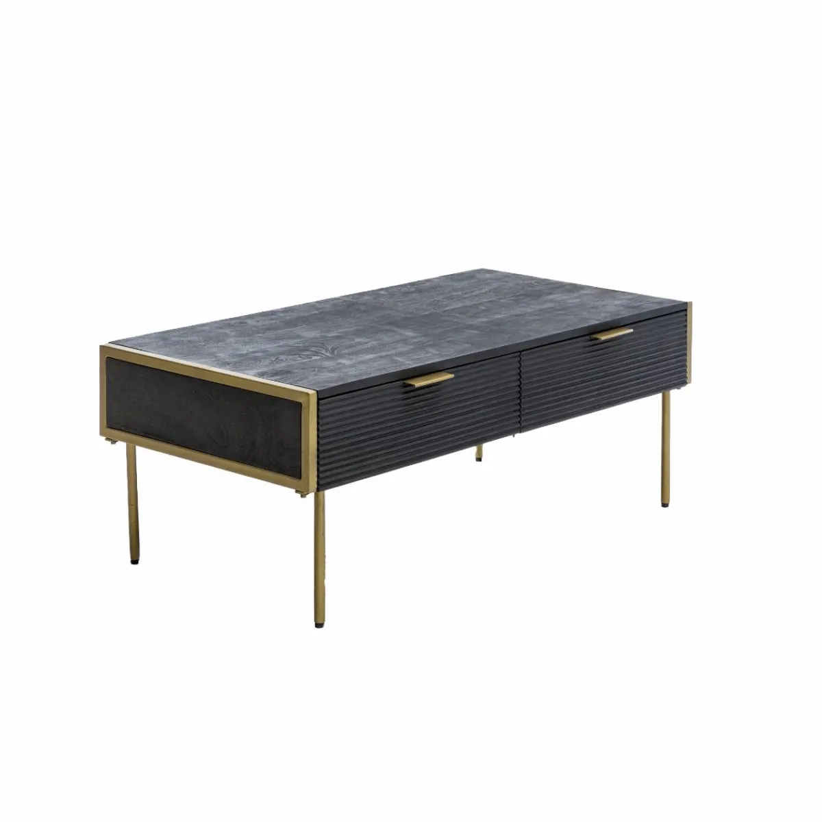 Made in Meubles Table basse en bois de manguier et métal doré Ange