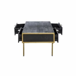 Made in Meubles Table basse en bois de manguier et métal doré Ange