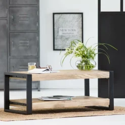 Made in Meubles Table basse en bois de manguier 100 cm New-York