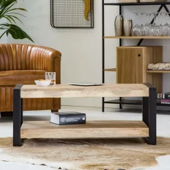 Made in Meubles Table basse en bois de manguier 100 cm New-York