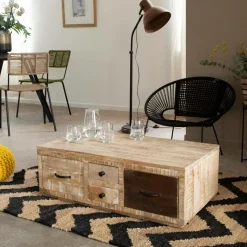 Made in Meubles Table basse en bois de manguier Pio