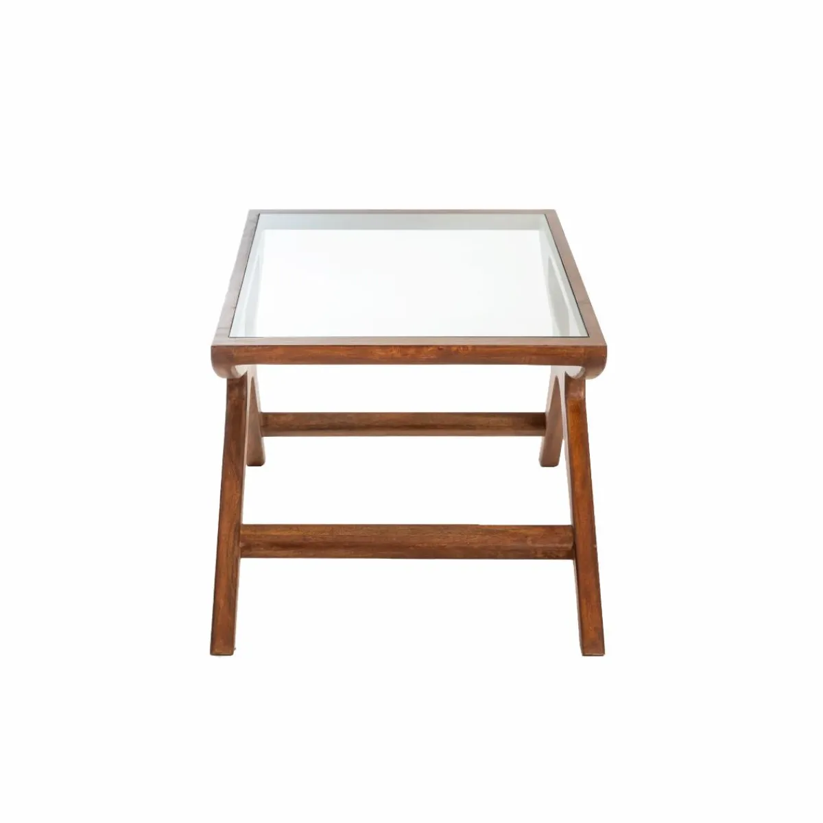Made in Meubles Table basse en bois de manguier et verre Alina