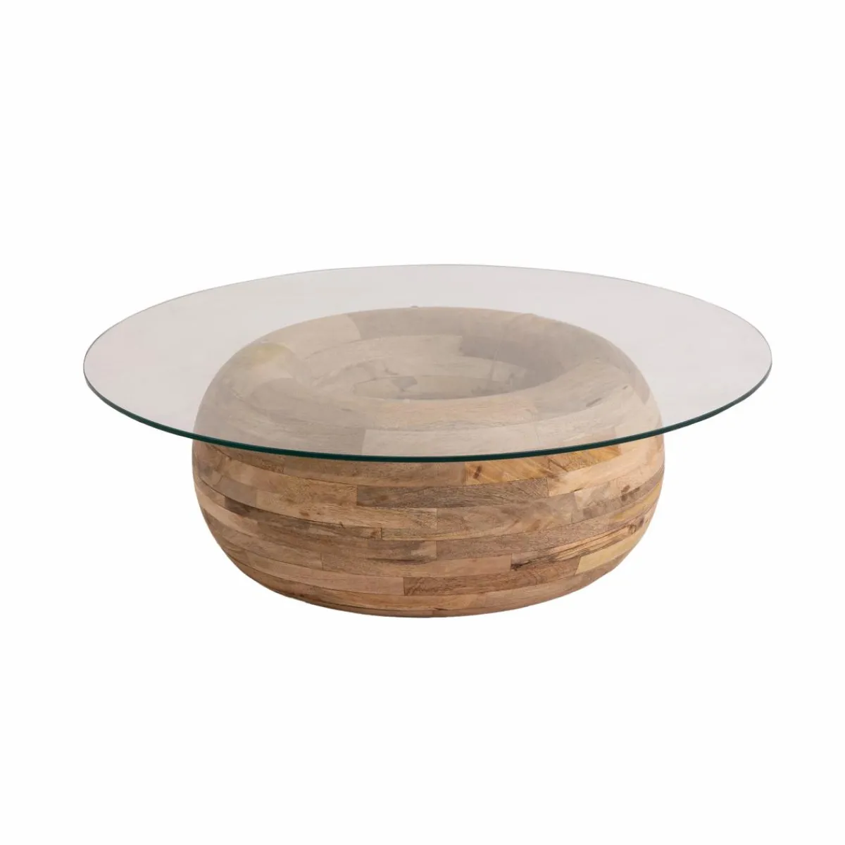 Made in Meubles Table basse en bois de manguier et verre Nerys