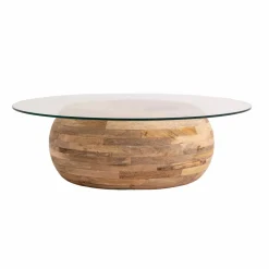 Made in Meubles Table basse en bois de manguier et verre Nerys