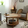 Made in Meubles Table basse en bois de manguier et cannage Zuria