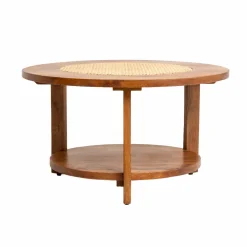 Made in Meubles Table basse en bois de manguier et cannage Zuria