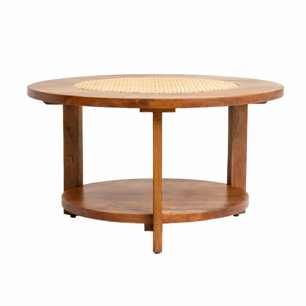 Made in Meubles Table basse en bois de manguier et cannage Zuria
