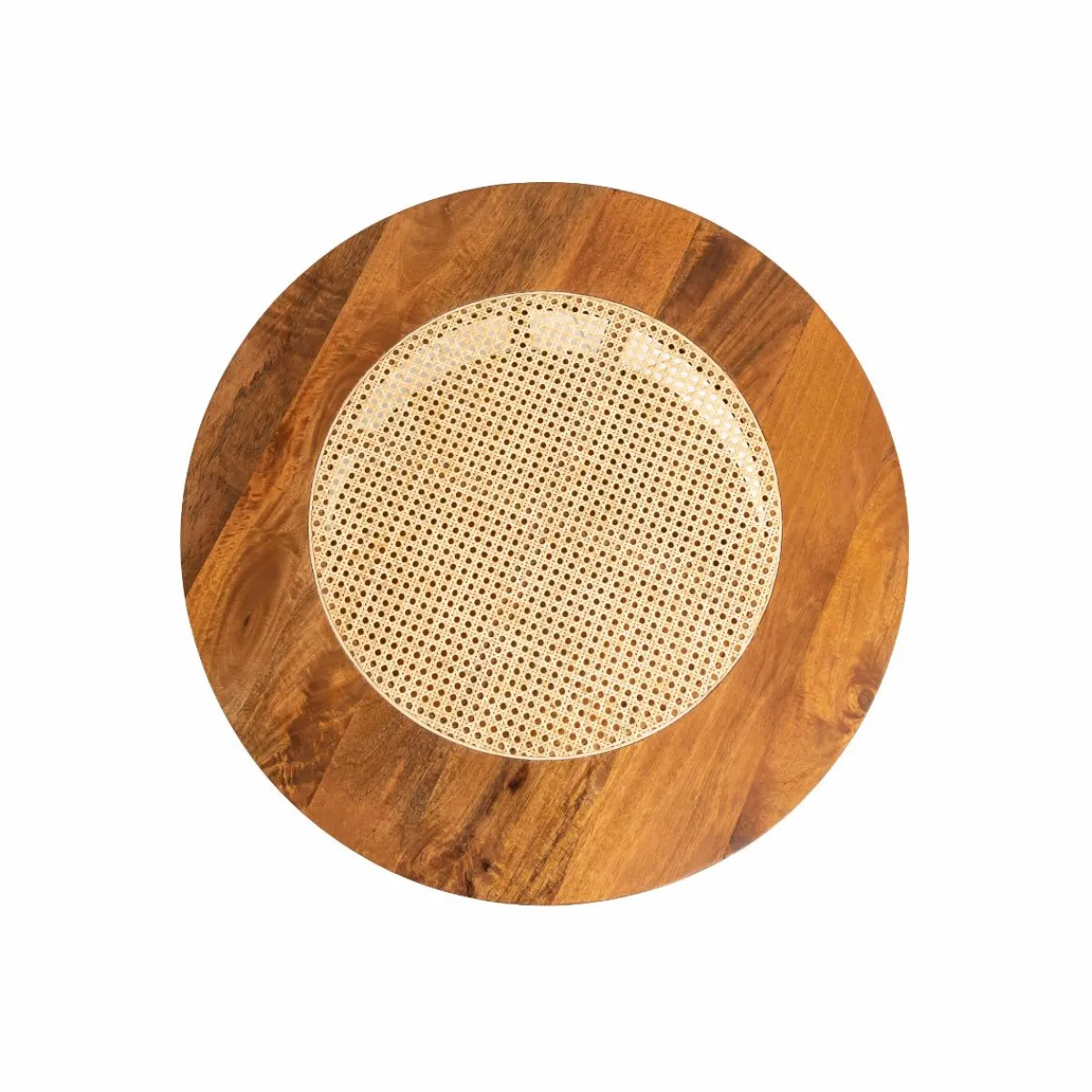 Made in Meubles Table basse en bois de manguier et cannage Zuria