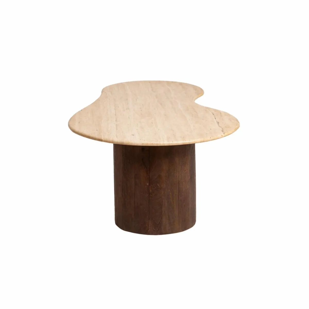 Made in Meubles Table basse en bois de manguier et en travertin Carola