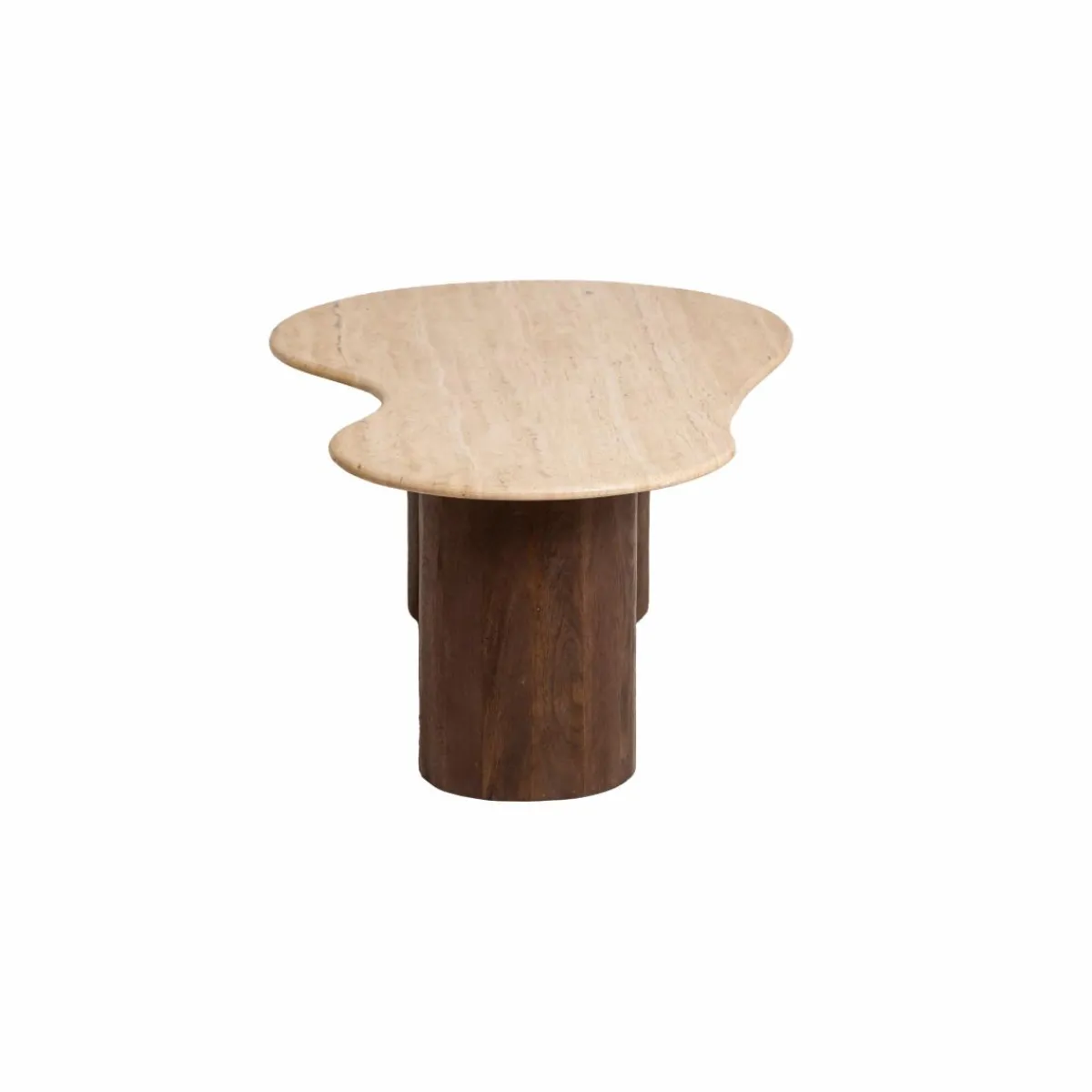 Made in Meubles Table basse en bois de manguier et en travertin Carola