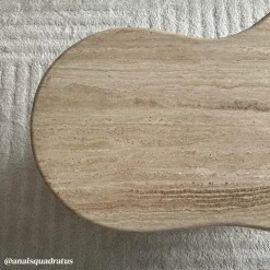 Made in Meubles Table basse en bois de manguier et en travertin Carola