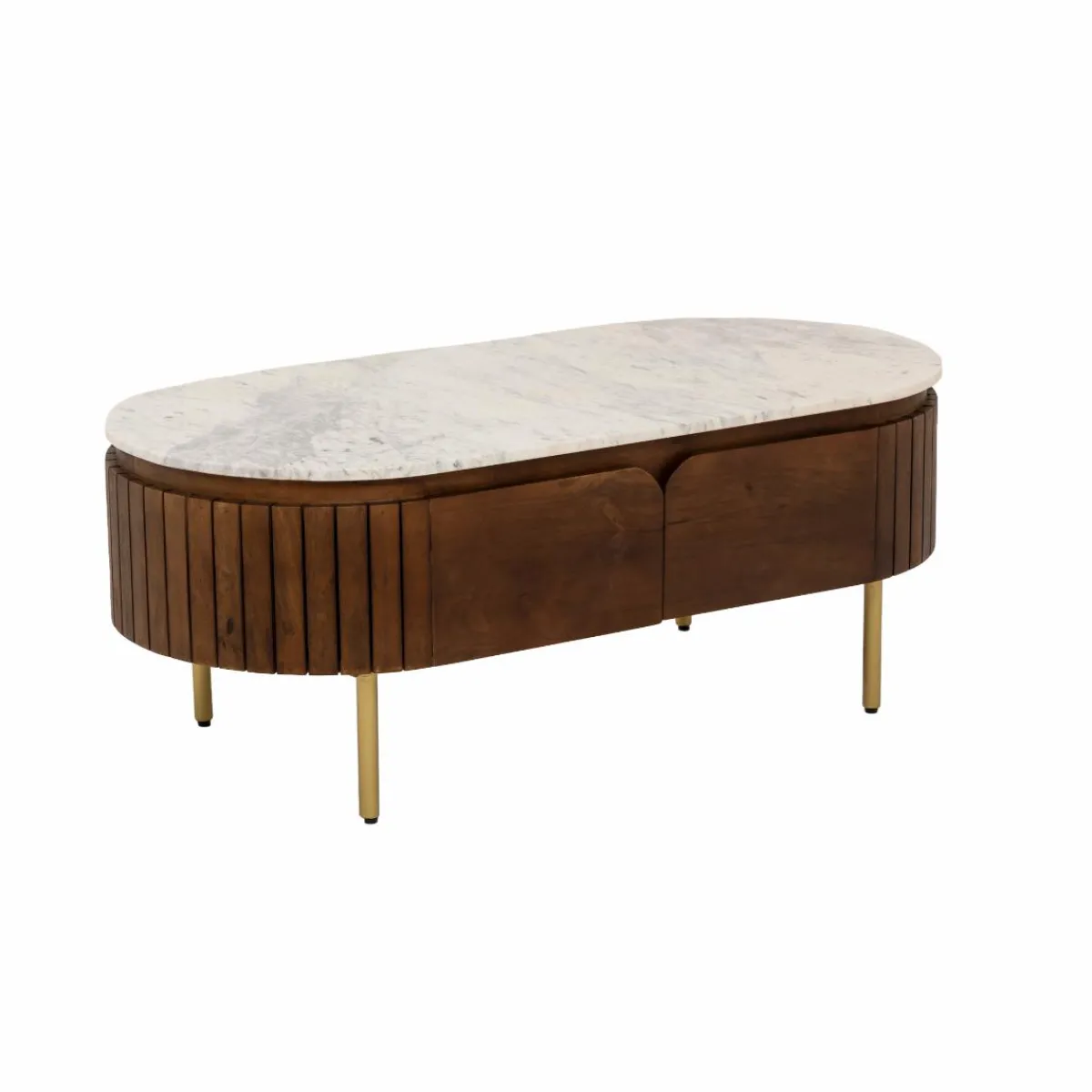 Made in Meubles Table basse en bois de manguier et marbre Sienne