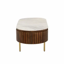 Made in Meubles Table basse en bois de manguier et marbre Sienne