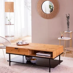 Made in Meubles Table basse en bois de sapin Enola
